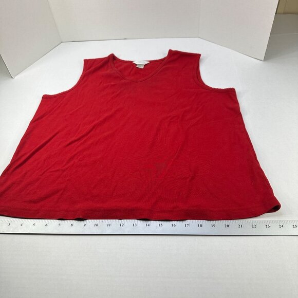 CJ Banks Women's Size 1X Top V-Neck Sleeveless Red Top Preowned - Picture 8 of 11